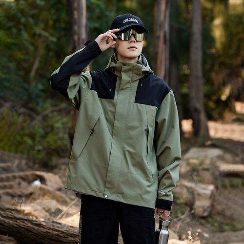 Battlefield Outdoor Windproof Waterproof Windbreaker Jacket Men's Fashion Jacket Coat Hooded Loose Youth Top Student