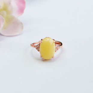 Juyu Natural Beeswax Ring Full Honey Chicken Oil Yellow Amber Baltic Factory Live Supply HP2100202