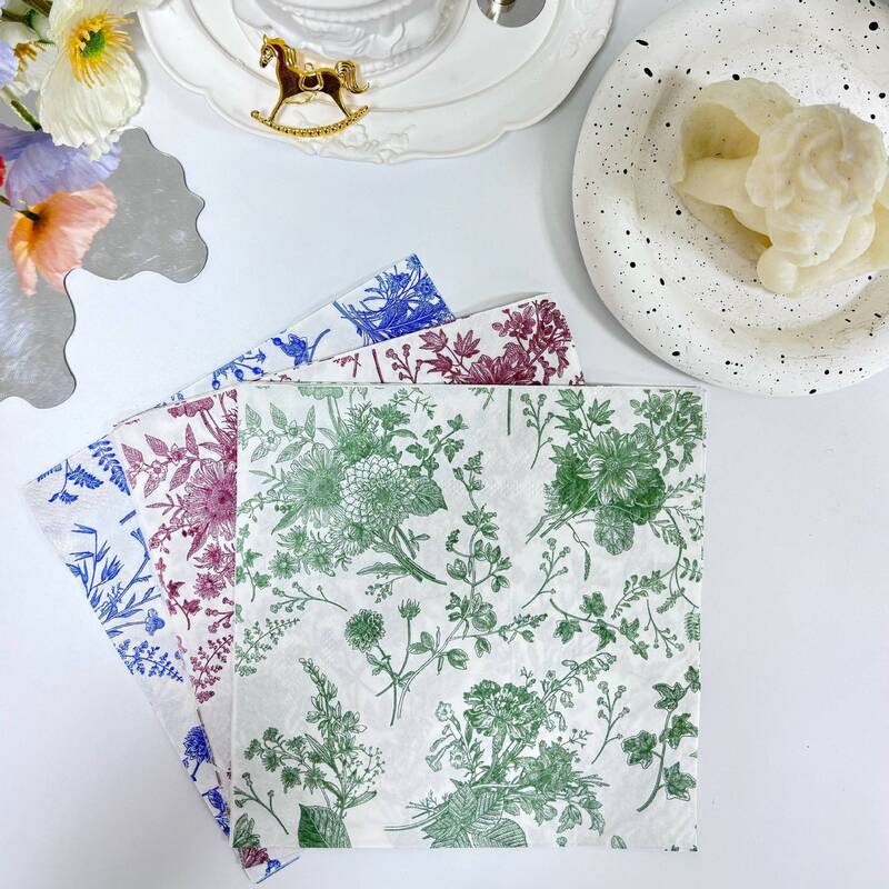 20 Pieces of Cross-Border Retro Blue and White Napkins, Colorfulful Paper Towels, Facial Tissues, Restaurant Decorative Placemats, Butterfly Bone Bart Paper