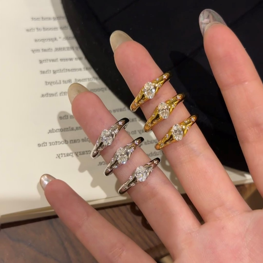 Small design retro elegant fashionable universal ring with zircon