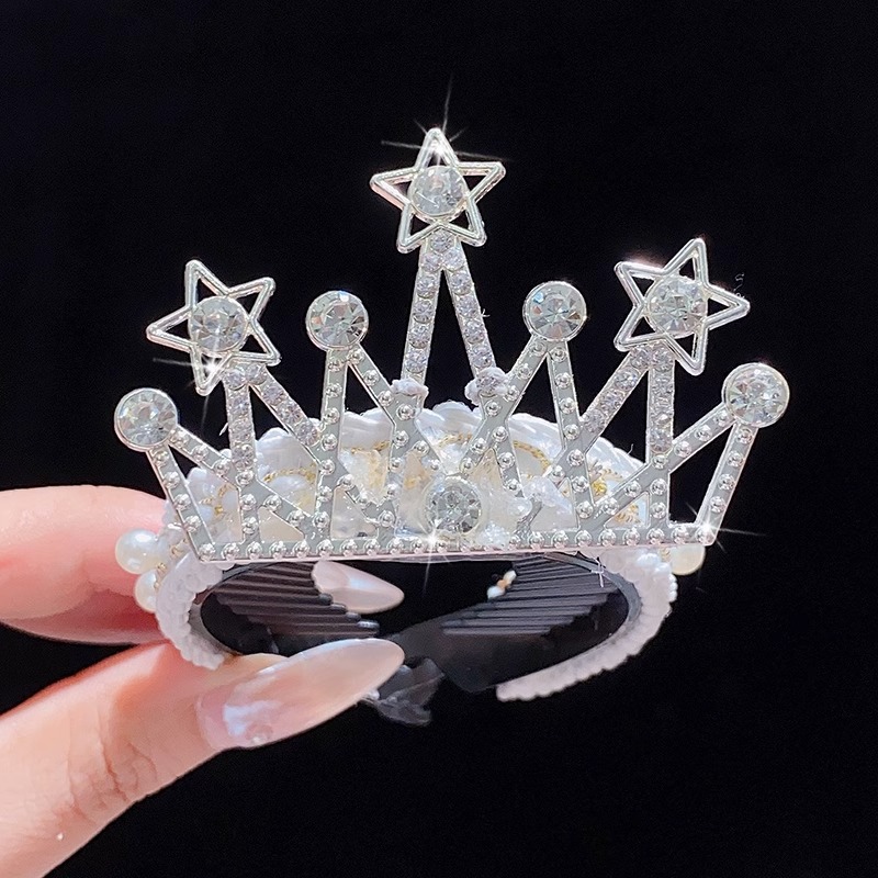 Princesa pequeño tocado de corona rendimiento infantil corona de alta gama hebilla de pelo de bola de alta gama artefacto para el cabello accesorios para el cabello para niñas