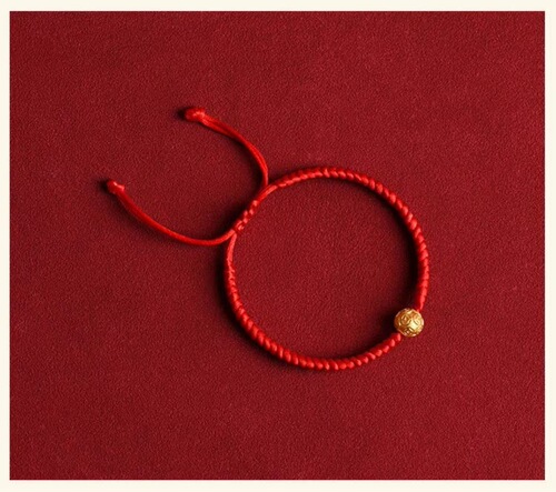 Vietnamese Sand Gold Wangcai Coin Zodiac Year Charm Bracelet with Copper-Plated Gold, Fortune-Boosting Beads, and Red String — Wholesale Jewelry for Men and Women