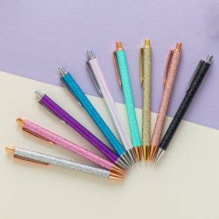 Spot wholesale metal press pen gold powder ballpoint pen creative gifts ballpoint pen advertising pen printing logo