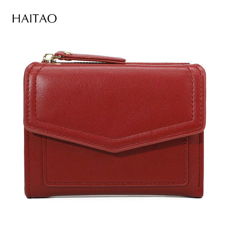 Cartera Corta para Mujer, Diseño Transfronterizo 2025, Color Sólido, Elegante y de Alta Gama, Fabricada en PU, con Cierre, Plegable, con Tarjetero, Pequeña