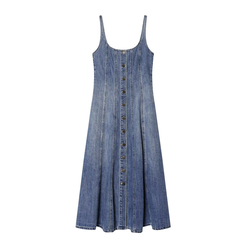 Foreign trade cross-border women's clothing wholesale 2026 new European and American retro style front-button dress 1337740 Foreign trade cross-border women's clothing wholesale 2026 new European and American retro style front-button dress 1337740
