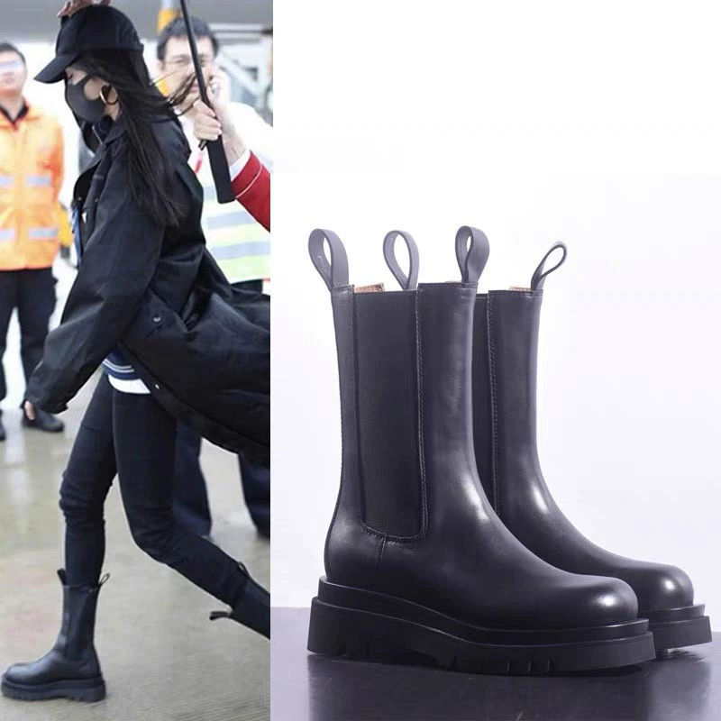 2023 новая пара челси сапоги мужской английский ветер весна и осень толстая подошва увеличенные сапоги мужчины и женщины Мартин сапоги