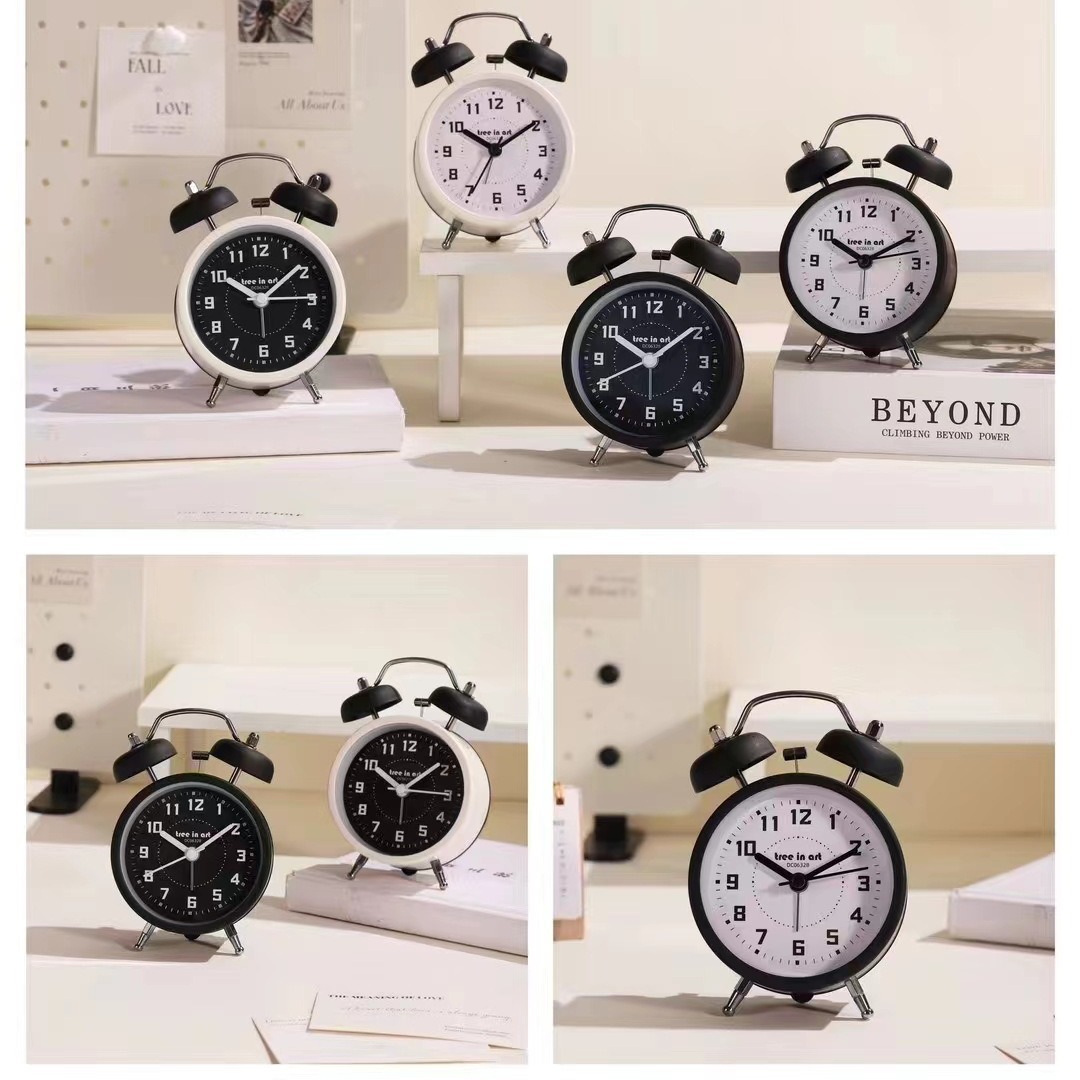 青壹坊极简主义3寸金属打铃闹钟学生床头小闹钟