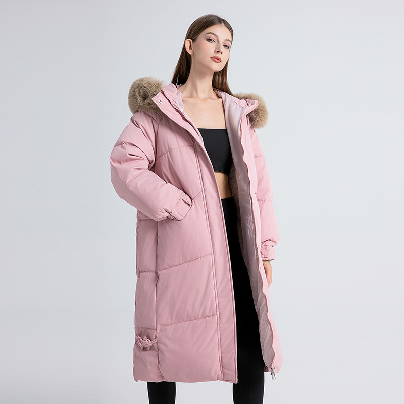 Parka oversized de damă cu glugă din blană artificială și șnur_voghion.com