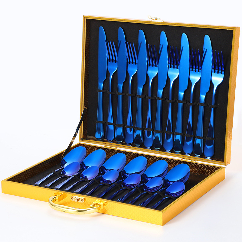 1010 블루 나이프, 포크, 스푼 24개(골드박스)