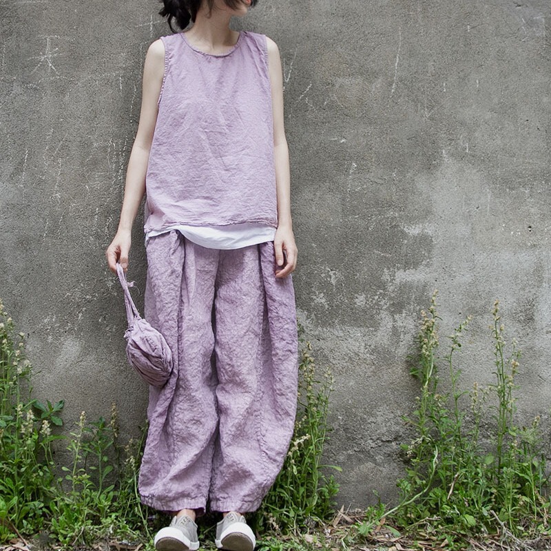 Shan Qiannian Yi Summer Thin and Comfortable Top High Density Cotton Simple Design Artistic Round Pendulum Multicolor Cool Vest