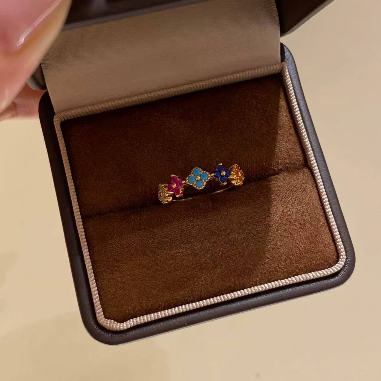 Rainbow cute universal design ring, light luxury style, high-quality style, trend of season