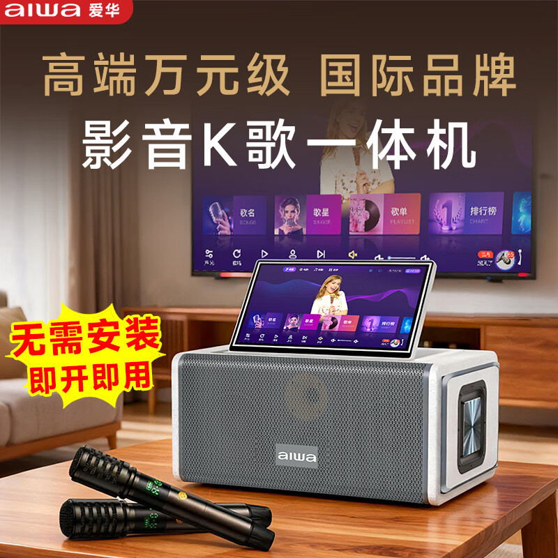Aiwa Family Ktv Audio Set Video Machine Display Karaoke Mobile Speaker Karaoke Machine Home Karaoke