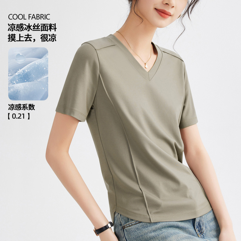 Ice Silk T-Shirt for Women, Short-Sleeved, Summer 2026 New Model, Petite Size, Cool-Feel Half-Sleeve Sports Quick-Dry T-Shirt, 1688 Clothing