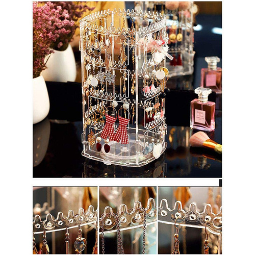 Acrylic 4-layer 360 rotating earring stand transparent jewelry necklace stand jewelry classic ins jewelry display stand