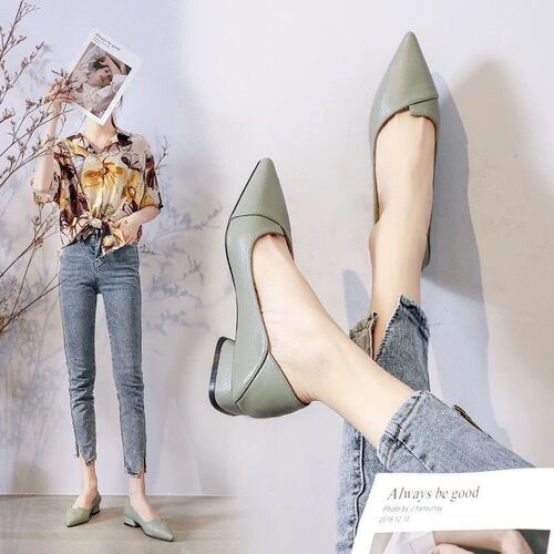 Casual Stylish Low-Heeled Slip-On Work Shoes 2025 New English Low-Heel Small Leather Shoes Pointed Toe Women's Single Shoes