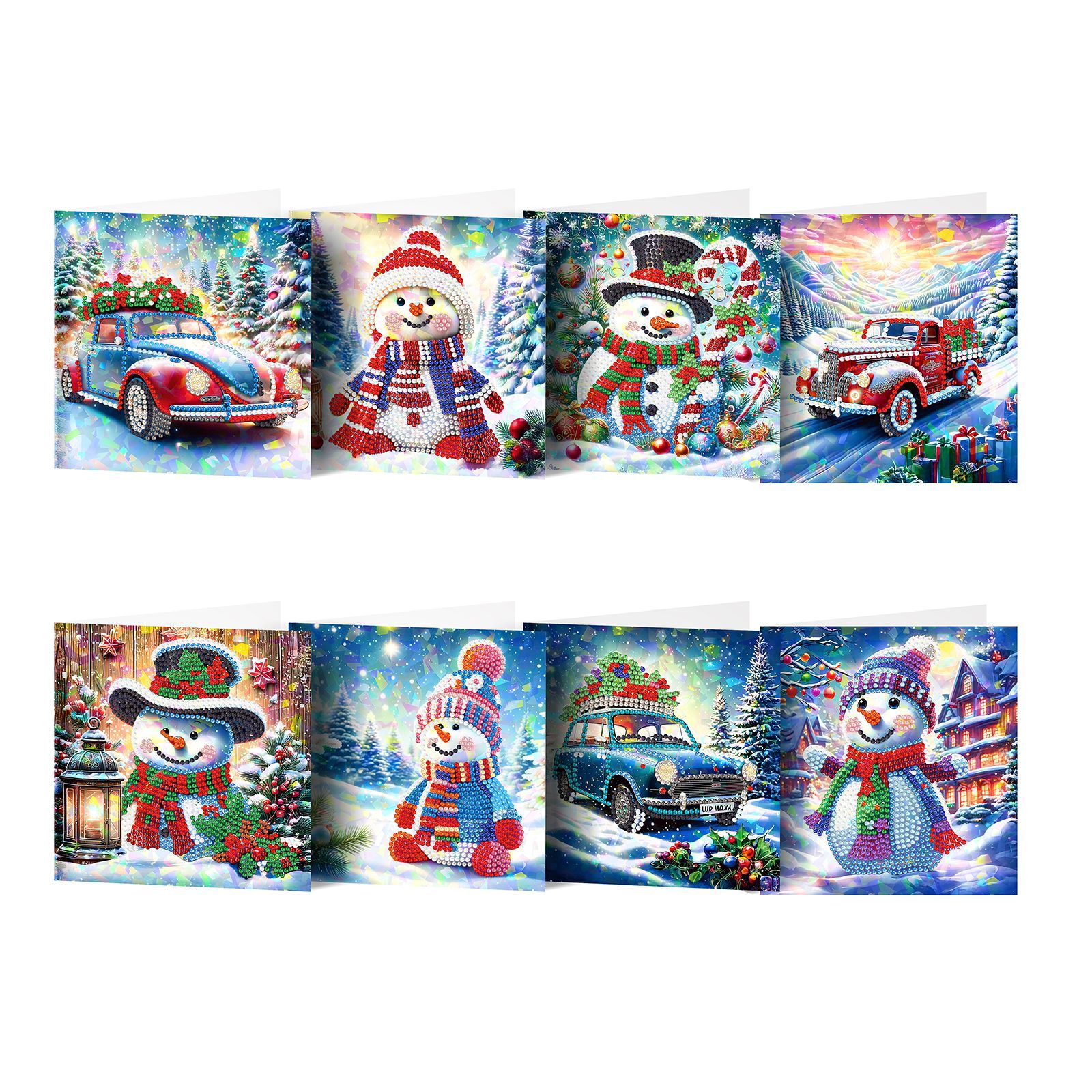 Nuevos diamantes transfronterizos alrededor de la pintura de diamantes DIY flores de Navidad tarjetas de regalo de cumpleaños 12 tarjetas de diamantes