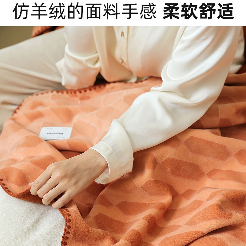 輕奢A類立體羊棉絨毛毯秋冬辦公室臥室午睡毯加厚蓋毯披肩毯毯子