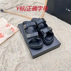 高版本2025年新款小香风一字型休闲防滑魔术贴沙滩厚底增高凉鞋女