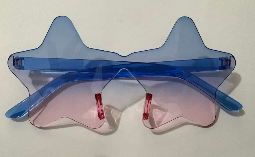 Nueva personalidad de color caramelo sin marco gafas de sol de estrellas fiesta extraña gafas de sol de pentagrama image 15