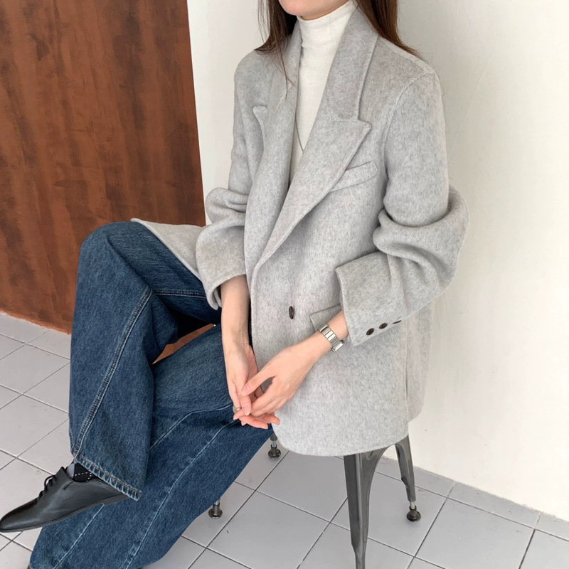 10 Alpaca Korean chic 2026 autumn stylish suit for commuting, double-sided wool coat, thickened and warm woolen jacket