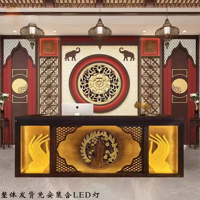 Барная стойка для тайского спортивного клуба, магазина йоги и массажа, ретро-стойка для салона красоты, стойка ресепшн, барная стойка