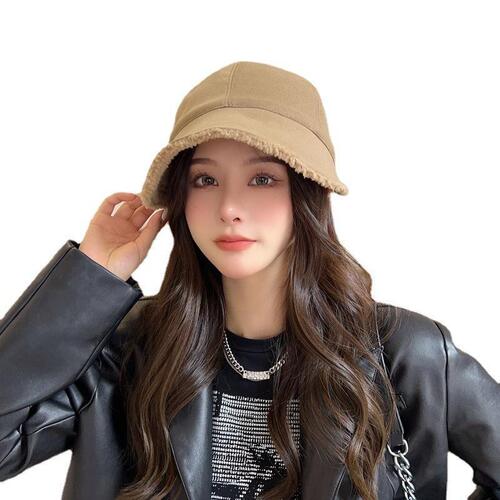 Zhao Lusi's same autumn and winter warm plush fisherman's hat, Korean style double-sided equestrian hat, casual and versatile peaked cap