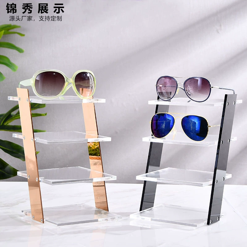 High-end transparent acrylic glasses, stand stainless steel, storage system solar-powered, sunglasses