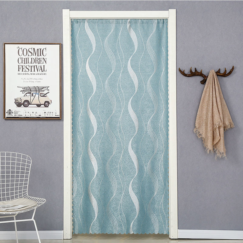 Anti-Mosquito Fabric Door Curtain Thickeneded Black Silk Blackout Air-Conditioning Curtain Bedroom Living Room Home Jacquard Door Curtain Hanging Curtain Without Punching
