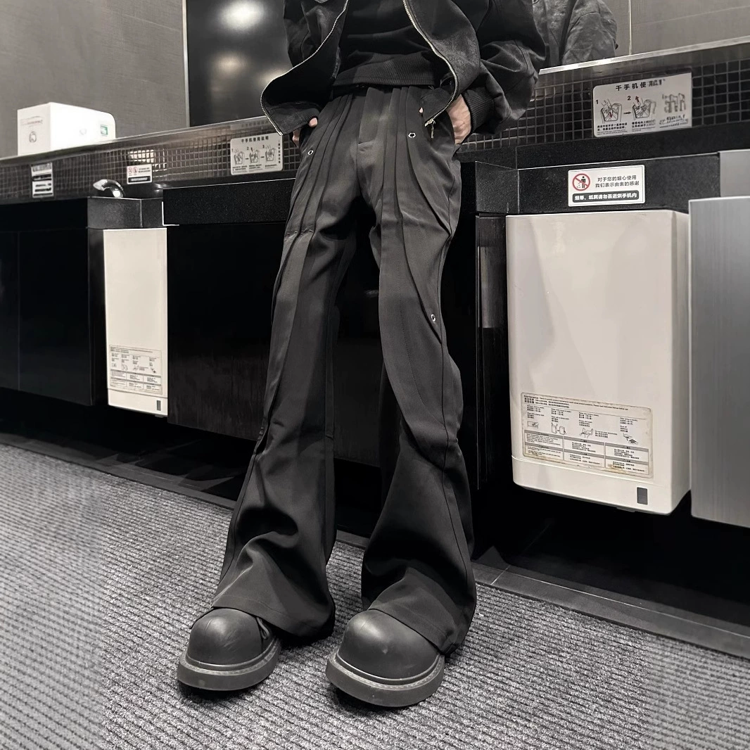 Весенняя и осенняя деконструкция нишевые дизайн высокого уровня, красивые брюки микро-рога, мужские стройные тяжелые брюки, повседневные брюки