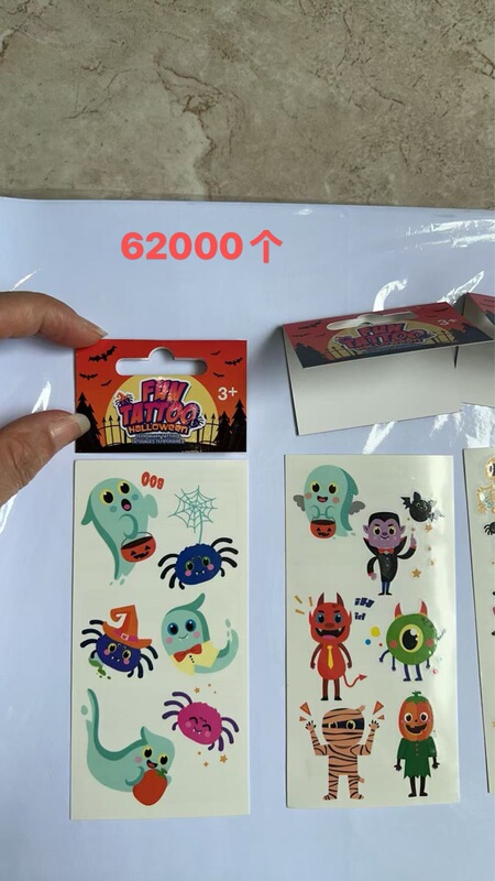 Cross-Border Halloween Tattoo Stickers Waterproof Cute Pumpkin Funny Cartoon Disposable Temporary Halloween Tattoo Stickers