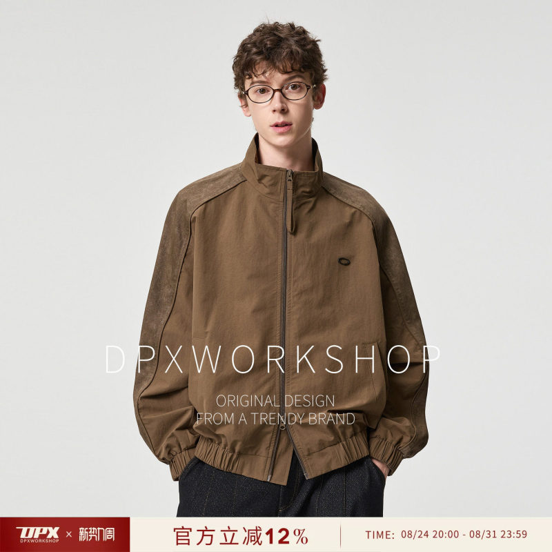 DPX Autumn High-End Stand-Collar Patchwork Jacket for Men, Loose Casual Stylish Relaxed Men's Outerwear DPX Autumn High-End Stand-Collar Patchwork Jacket for Men, Loose Casual Stylish Relaxed Men's Outerwear
