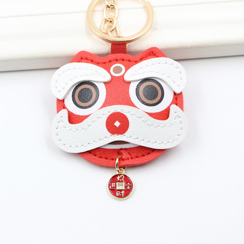 PU Small Tiger Keychain Pendant Lucky Tiger Bag Hook Small Tiger Combined Tag Gold Car Keychain Pendant