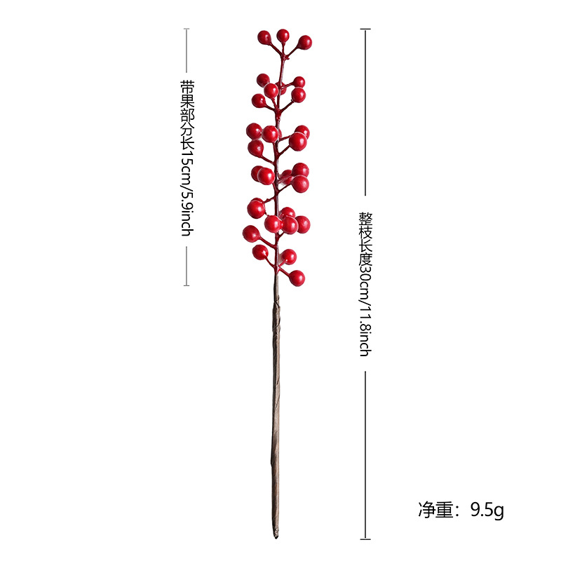 Simulación de bayas rojas ramas de espuma material rico fábrica de frutas venta directa props de disparo decoración accesorios de bola hecha a mano image 4