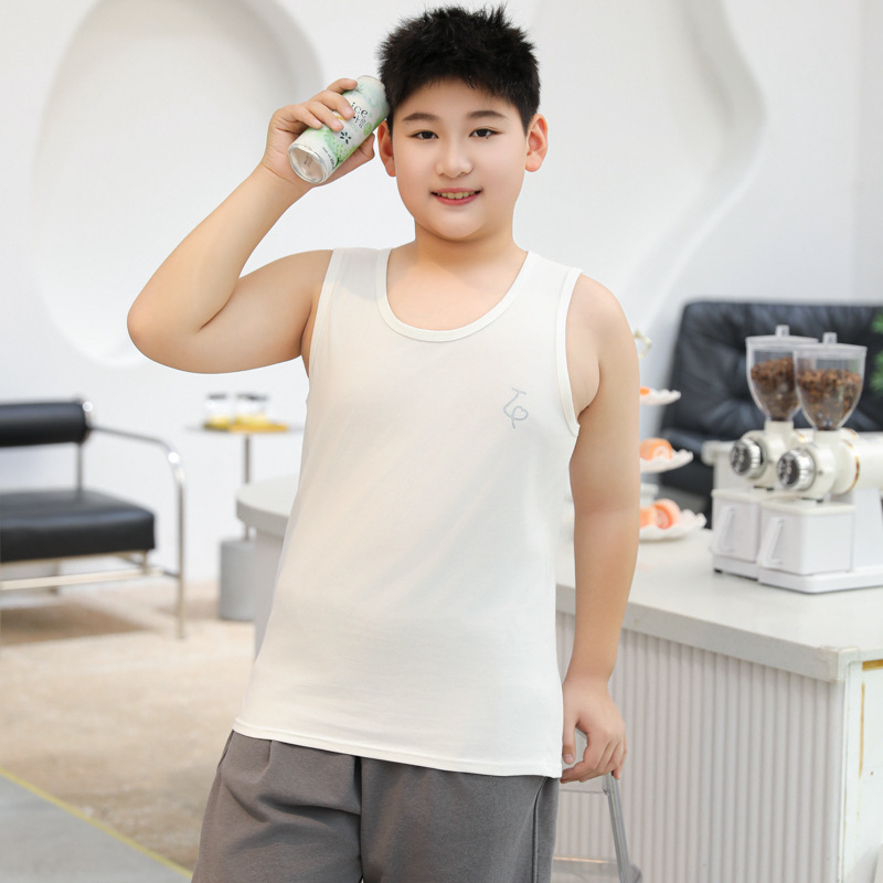 Chubby Children's Vest Male Big Children's Summer Pure Cotton Fattened Boys' Sleeveless T-Shirt Children's Inner Wear Student Base Shirt Chubby Children's Vest Male Big Children's Summer Pure Cotton Fattened Boys' Sleeveless T-Shirt Children's Inner Wear Student Base Shirt