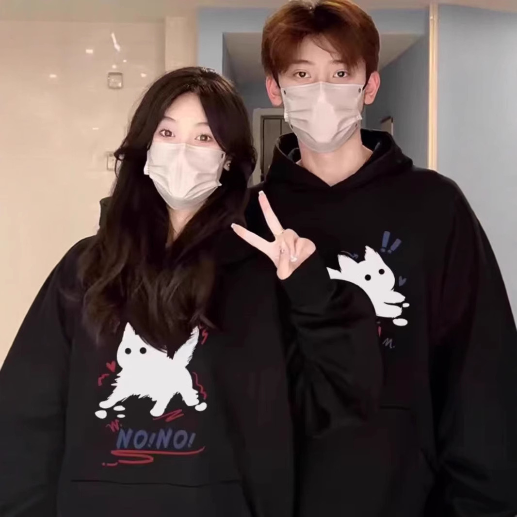 다른 커플 의류 후드 스웨터 봄과 가을 하이 엔드 센스 플러스 벨벳 자켓 남성과 여성의 플러스 사이즈 순면 세트 겨울