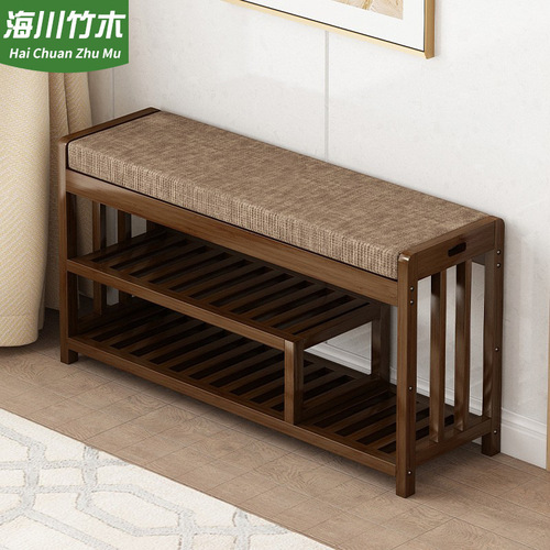 Shoe-changing stool, home entrance entry bench, solid wood shoe-wearing stool, storage shoe rack, simple bench, soft bag sofa stool