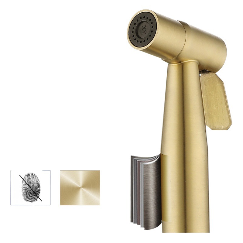 Oro PISTOLA DE PULVERIZACIÓN Acero inoxidable limpiador baño traje baño cepillado Booster boquilla cuerpo inodoro
