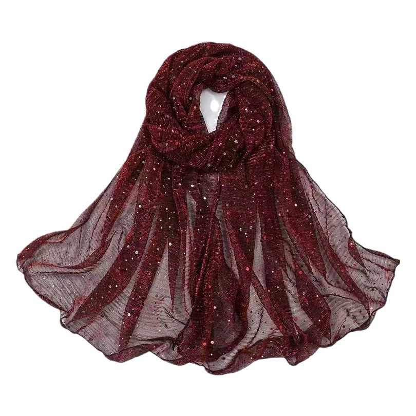 Малайские индонезийские популярные длинные шарфы трансграничные горячие продажи новые блестки золотые и серебряные шелковые полиэфирные тюрбаны сплошной цвет простой спот