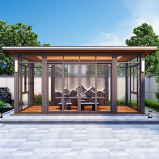 Tea Room Sun Room Outdoor Aluminum Alloy Pavilion New Chinoiserie House Courtyard Outdoor Garden Pavilion