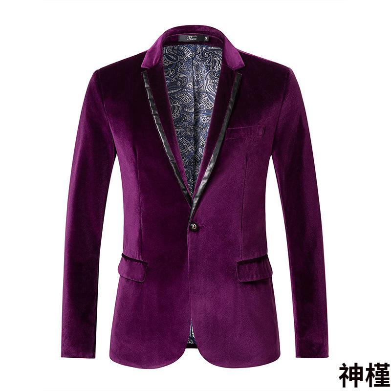 Cross-Border European and American Foreign Trade Men's Velvet Blazer, Men's Slim-Fit Solid Color Suit Jacket, Sports Jacket Wholesale Cross-Border European and American Foreign Trade Men's Velvet Blazer, Men's Slim-Fit Solid Color Suit Jacket, Sports Jacket Wholesale