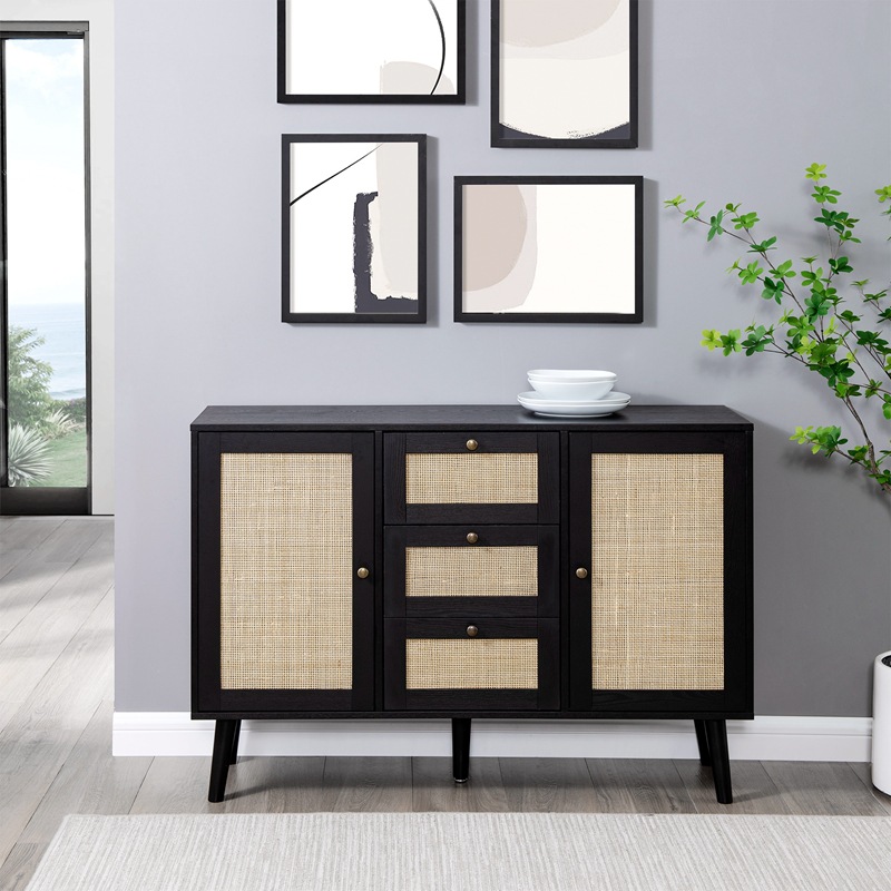 Cocina nórdica gabinete lateral ratán japonés simple té gabinete dormitorio gabinete lateral armario de madera de cerezo creativo
