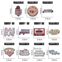 Cross-border new personalized English letter irregular versatile alloy badge inspirational plug board text decoration small pin