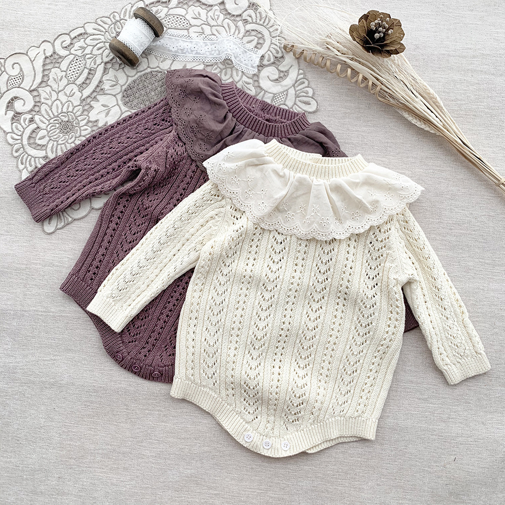 104g Weight Baby(0-2Years) Age Group Regular Fit Fit Type Solid Color Pattern Spring, Autumn Season Baby General Gender 100% Cotton Fabric Embroidery, Hollow Out Design Cute Style Cute Solid Color Embroidery Hollow Out 100% Cotton Baby Rompers 3