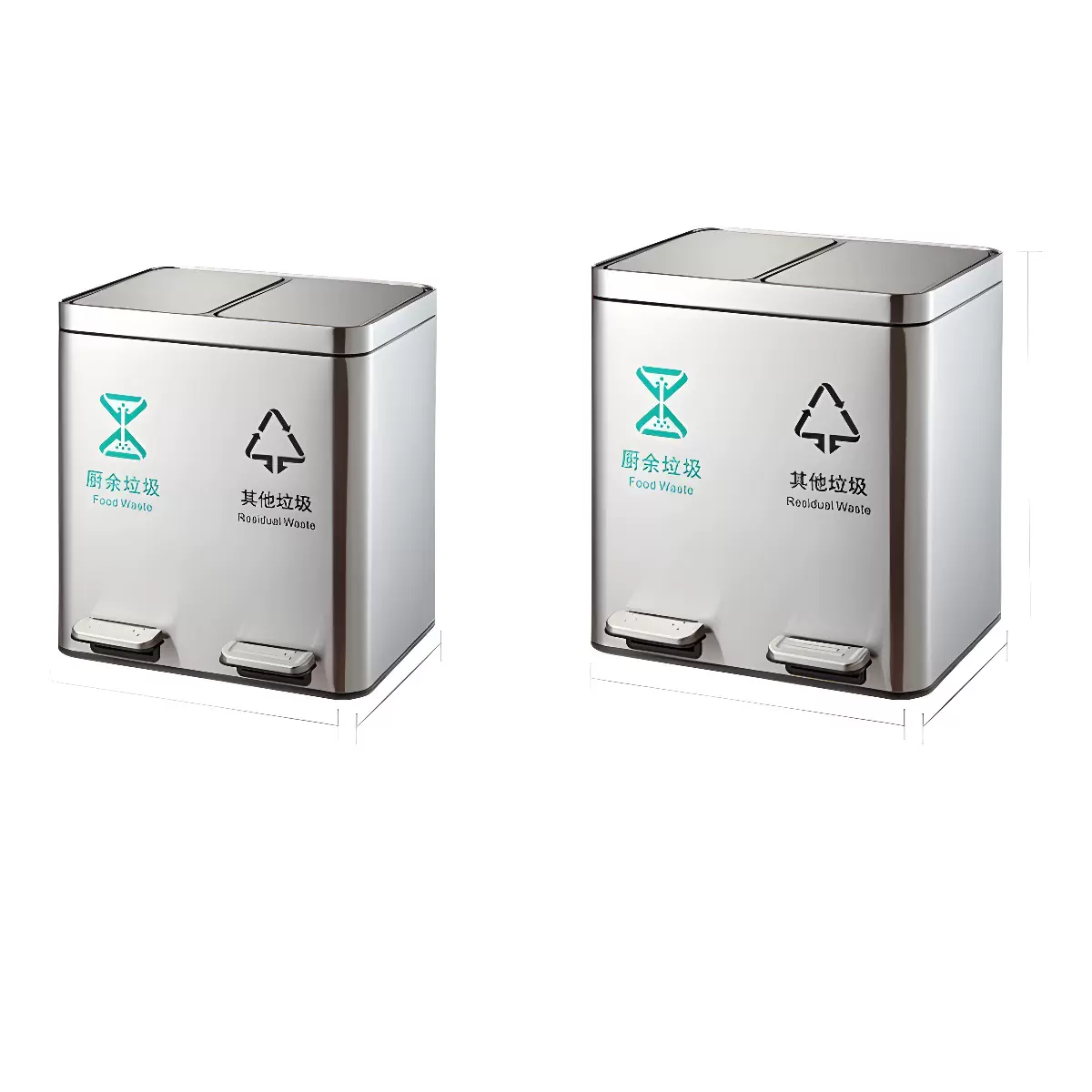 分类垃圾桶家用厨房干湿分离不锈钢脚踏客厅带盖双桶脚踩商用