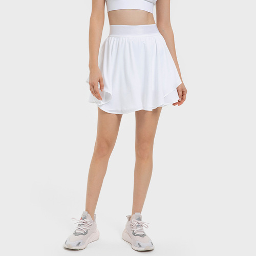 Shishi fake two-piece sports pants and skirts, slim-fitting elastic pocket sports shorts for women, loose and elegant sports skirts