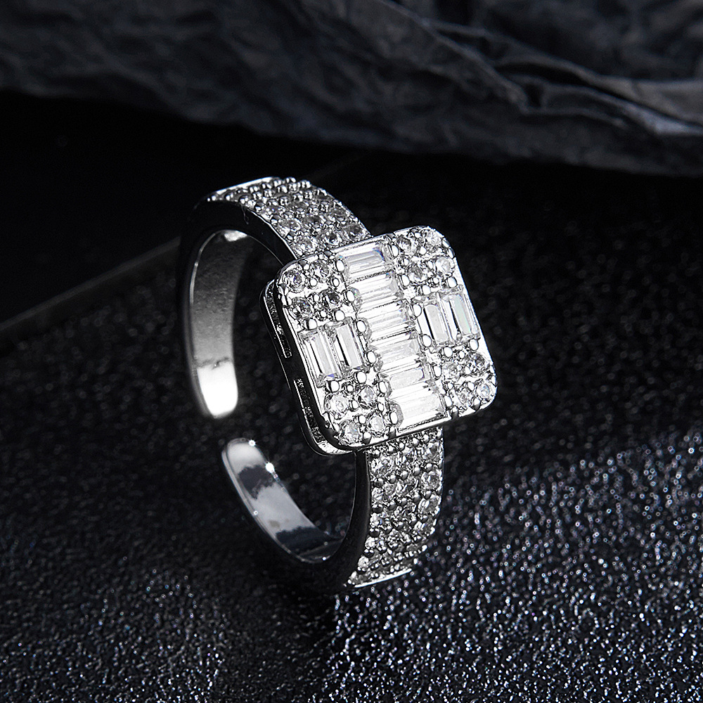 Fashionable Hip Hop Open T Square Zircon High Grade Light Luxury Geometry Ring Fashion Jewelry_voghion.com