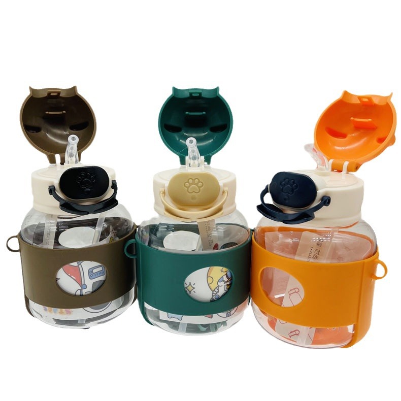 Baijia 5016 nuevos vasos de plástico lindo taza de agua diversión paja taza niños estudiante portátil hervidor de agua portátil