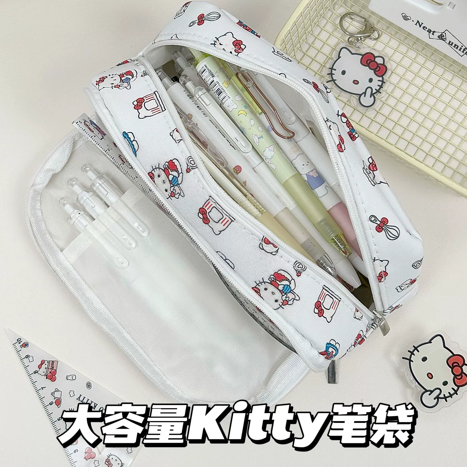 Санрио, Hello Kitty, милый пенал, канцелярия, вместительный органайзер для школьников, завязки, корейский стиль