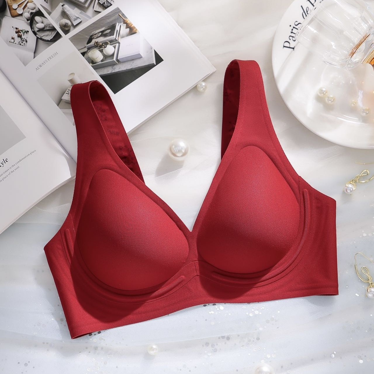 7A 누드 스킨 젤리 스트립 심리스 속옷 작은 가슴 푸시 업 와이어 프리 큰 가슴 슬리밍 브라 얇은 가을 겨울