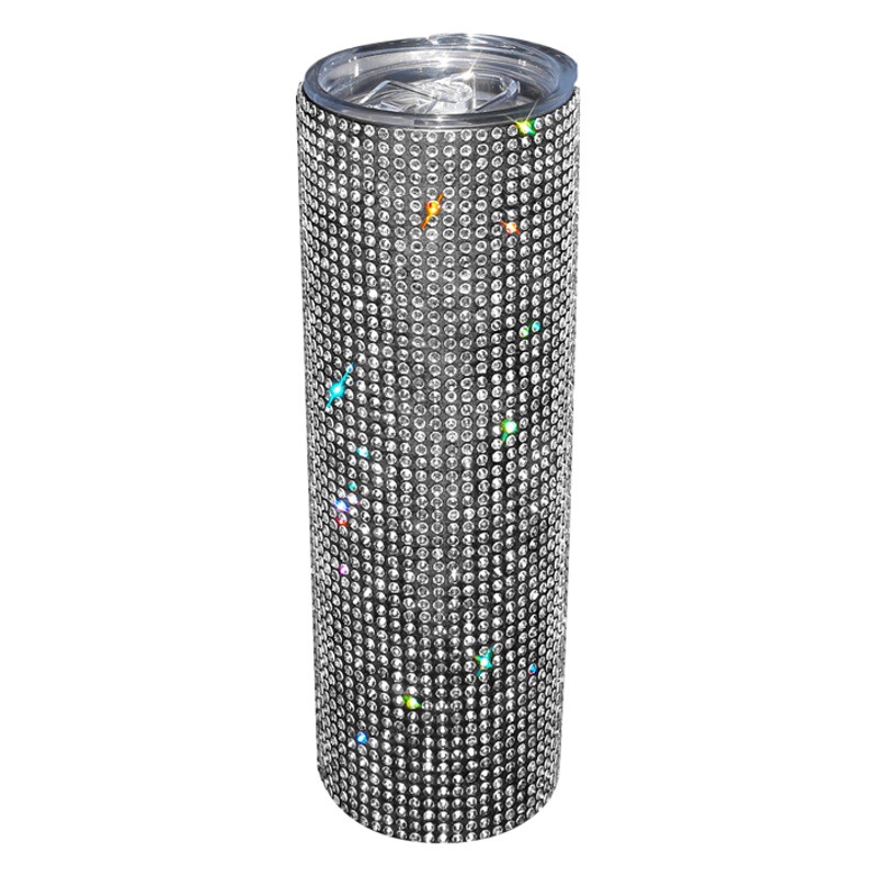 Sudeste de Asia taza fría transfronteriza flash diamante lindo portátil taza de agua diamante incrustado taza recta 20oz de acero inoxidable taza de bolsillo